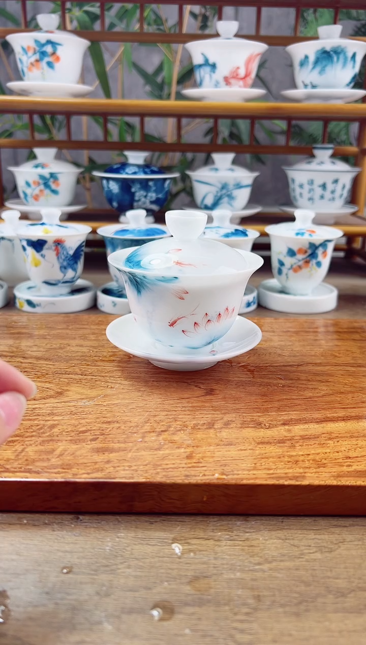 【闪购商品】全品高冰蓝莲150ml三才盖碗