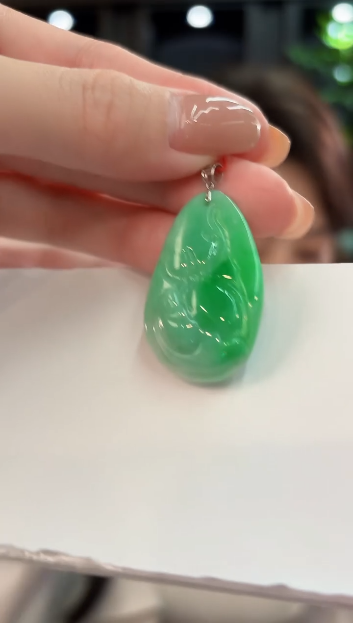 吊坠(不含链)18K金镶嵌翡翠 缅甸A货/支持复检/一件