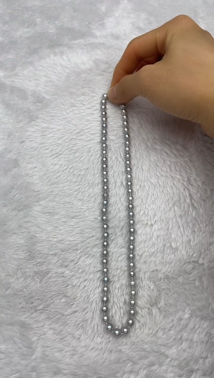 项链银S925镶嵌海水珍珠AK真多麻6-6.5mm