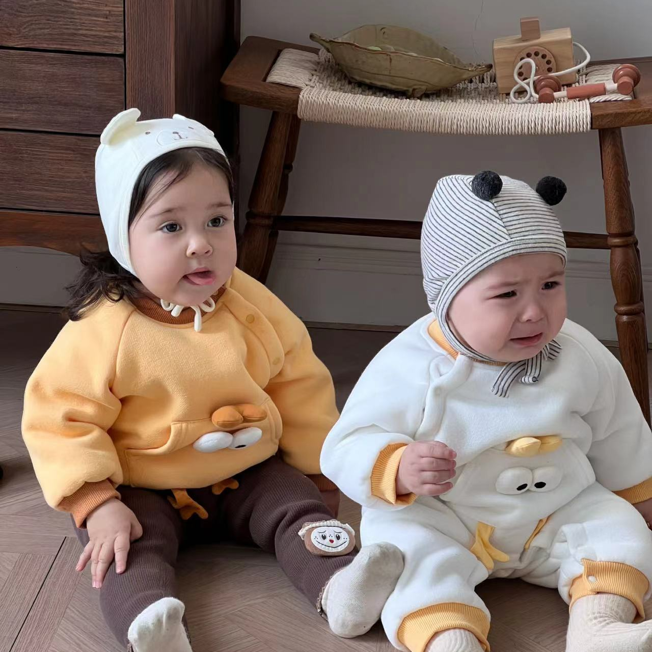 福利C72甜尔酱时尚韩版童装【RCDDY33小鸡卫衣(白)】