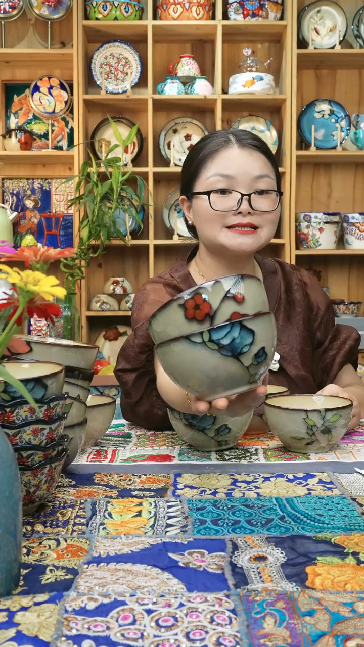 瓷片小可高温瓷餐具米饭碗2只