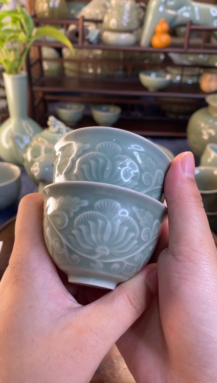 XG001 撇口耀州窑小杯2只