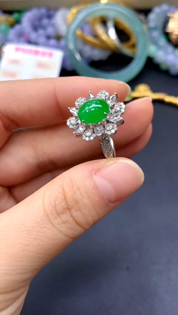 18K金镶嵌戒指翡翠353-中国好珍宝