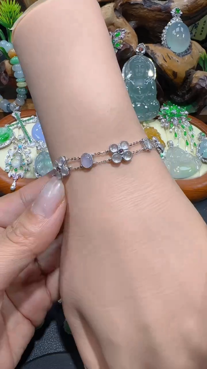 【闪购商品】翡翠手链18K金镶嵌手链