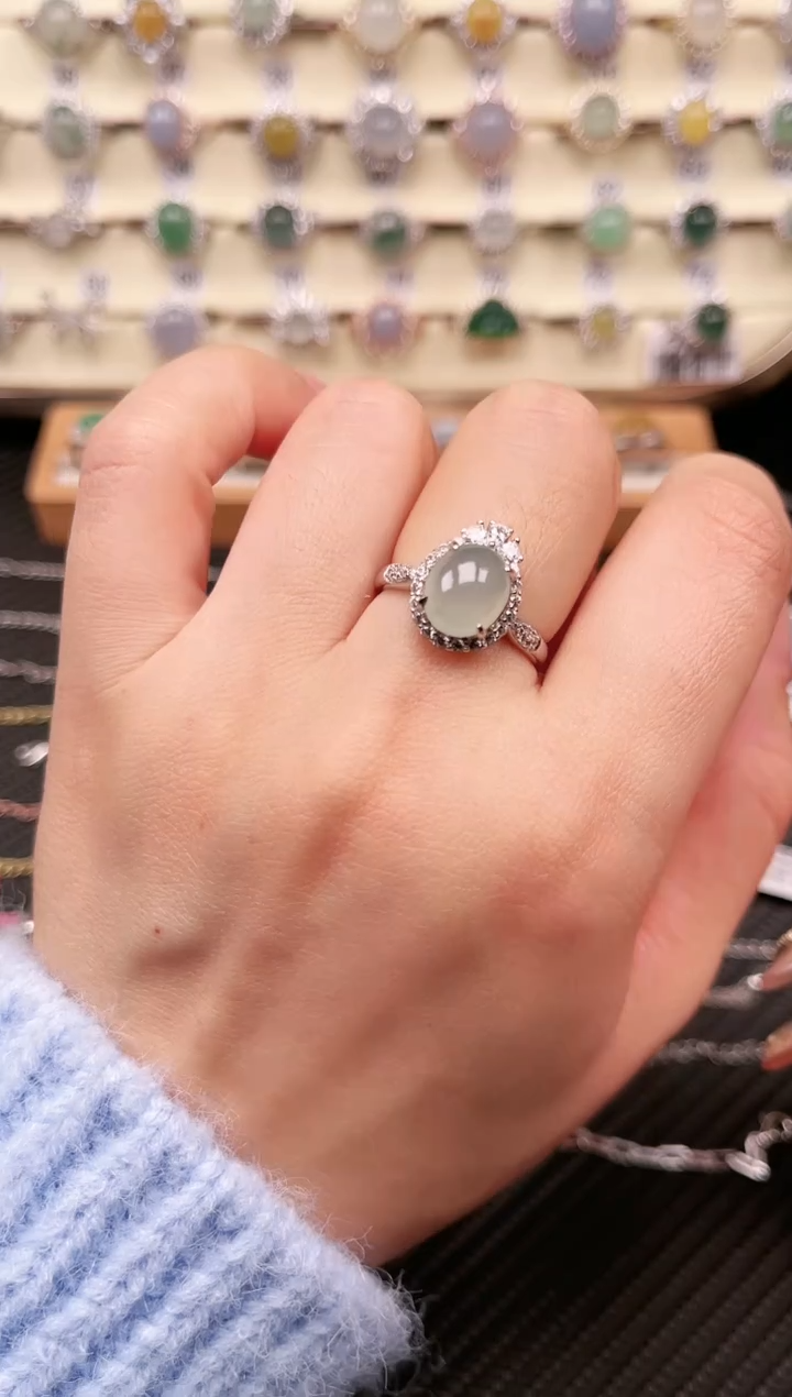 【闪购商品】翡翠戒指银S925镶嵌戒指12