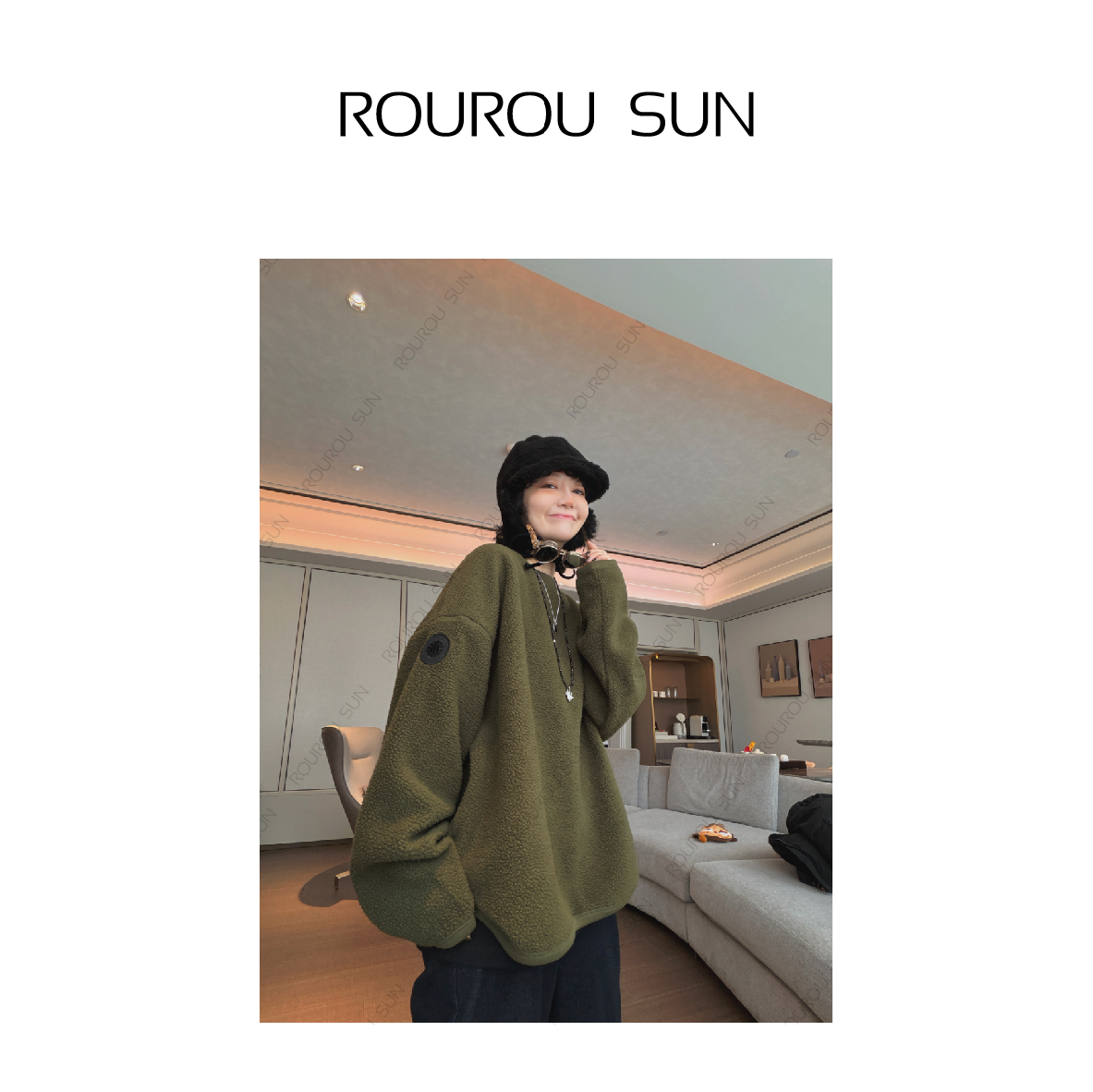29180冬款女装韩版打底百搭圆领宽松显瘦套头摇粒绒卫衣