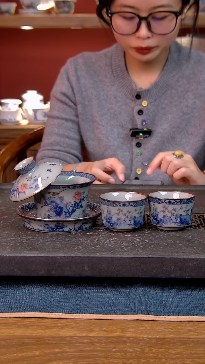 简装家用款3件套 老陶泥开片纹陶瓷茶具