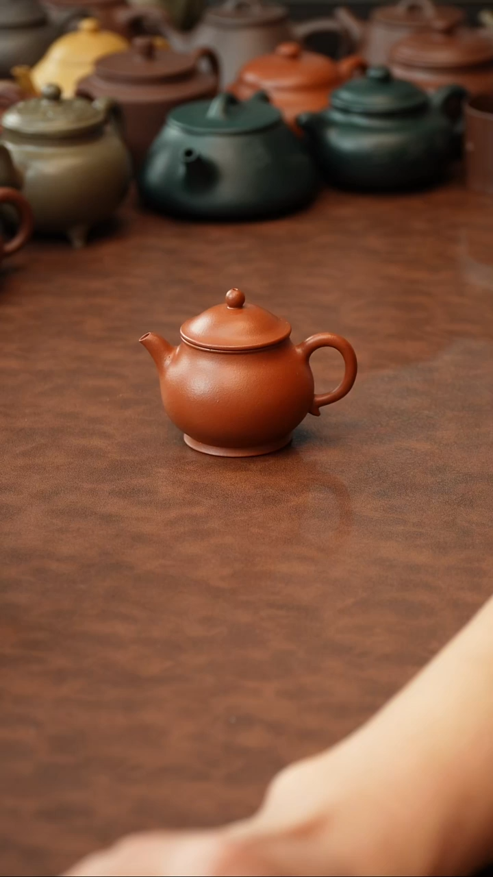 茶壶紫砂花*潘壶 生砂朱泥 100CC    