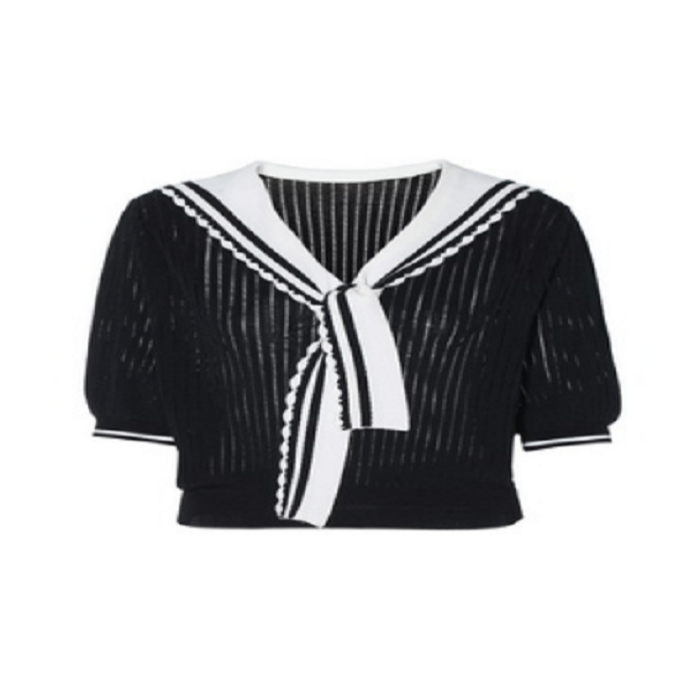 FIVE PLUS针织衫女学院海军领条纹气质套头衫上衣2TN2035010