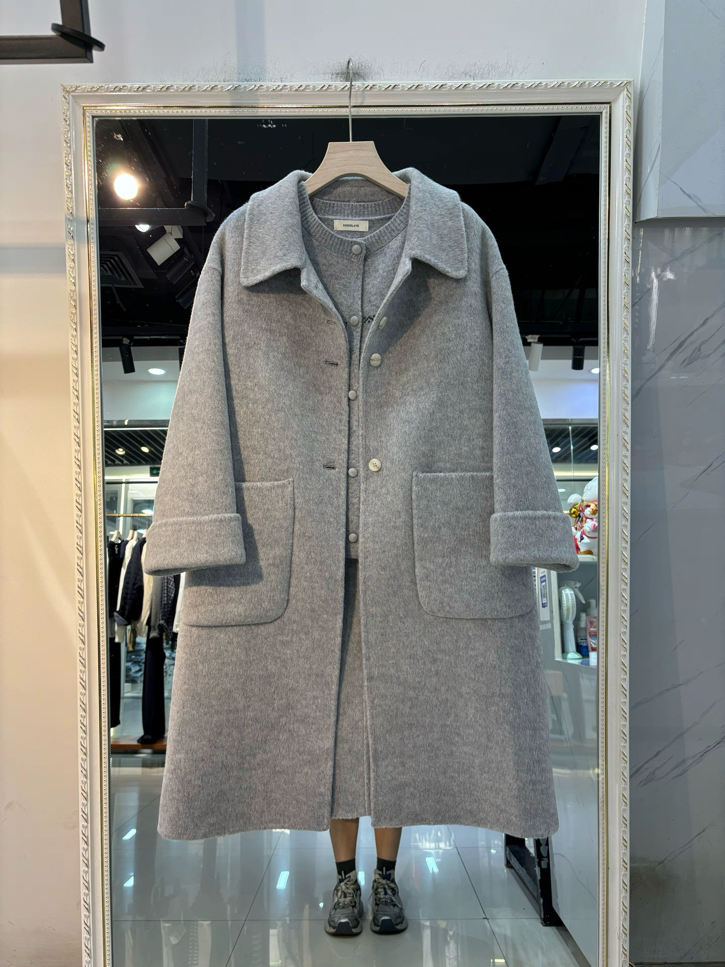 韩系简约双面羊绒大衣女2025秋冬新款秋冬显瘦中长款双面呢外套