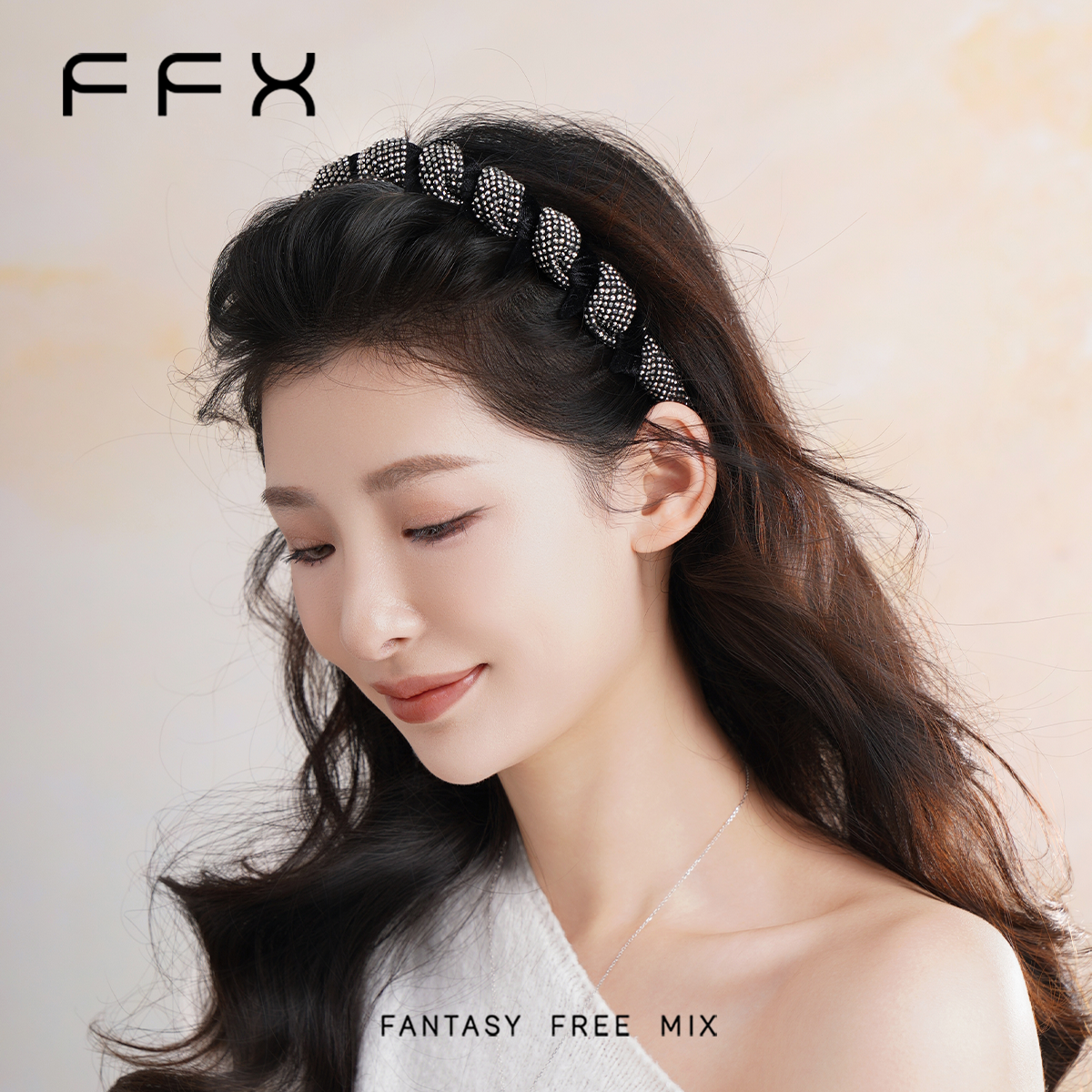 FFX弗弗西【追光者】高级轻奢超闪满钻时尚齿梳丝绒发箍