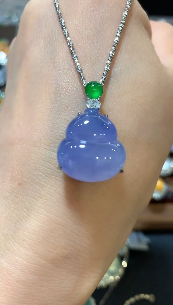 吊坠(不含链)18K金镶嵌翡翠熙*宝m80紫色有色差