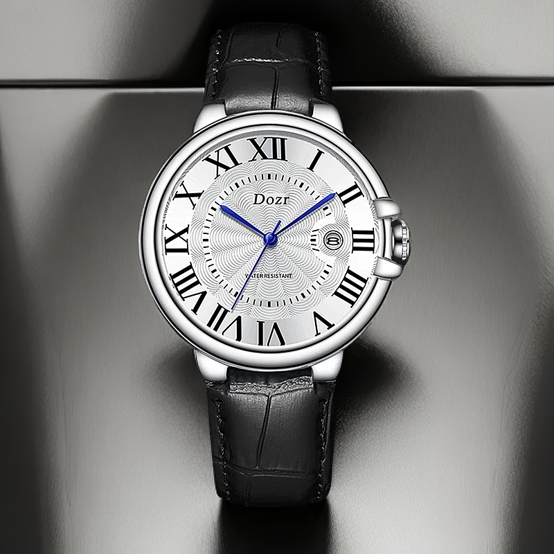 E【云仓现发】--DOZR皮带兰气球--全新男款时尚防水商务手表-1