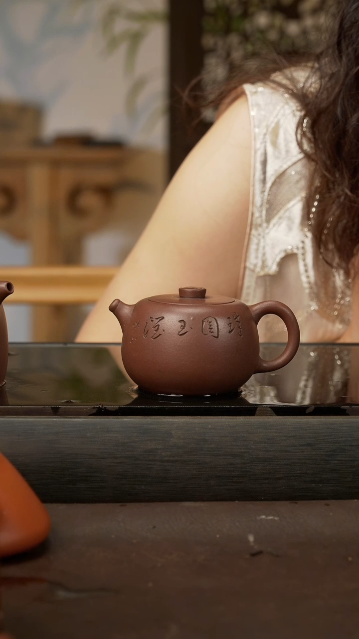 茶壶紫砂8 圆珠 老紫泥 150cc