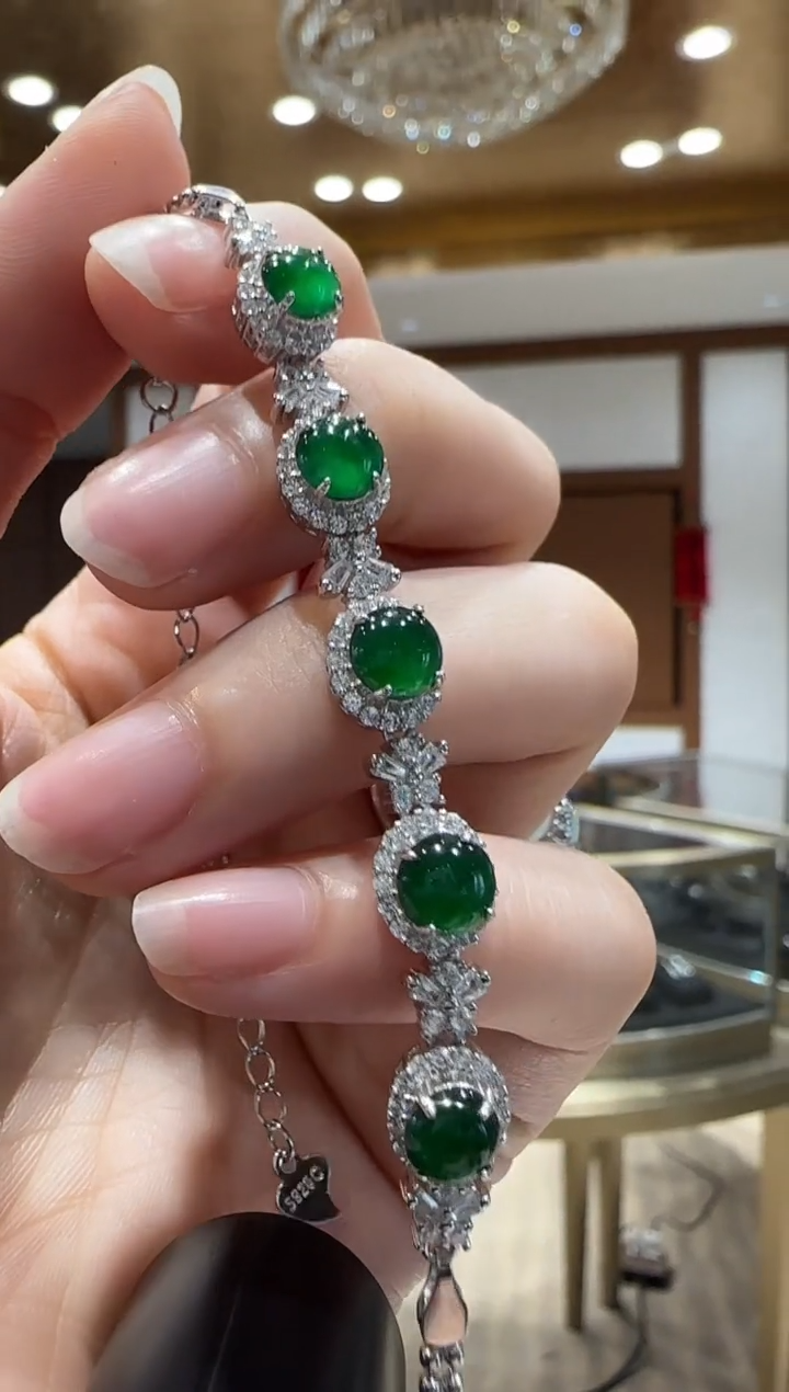 【闪购商品】翡翠手链银S925镶嵌银镶