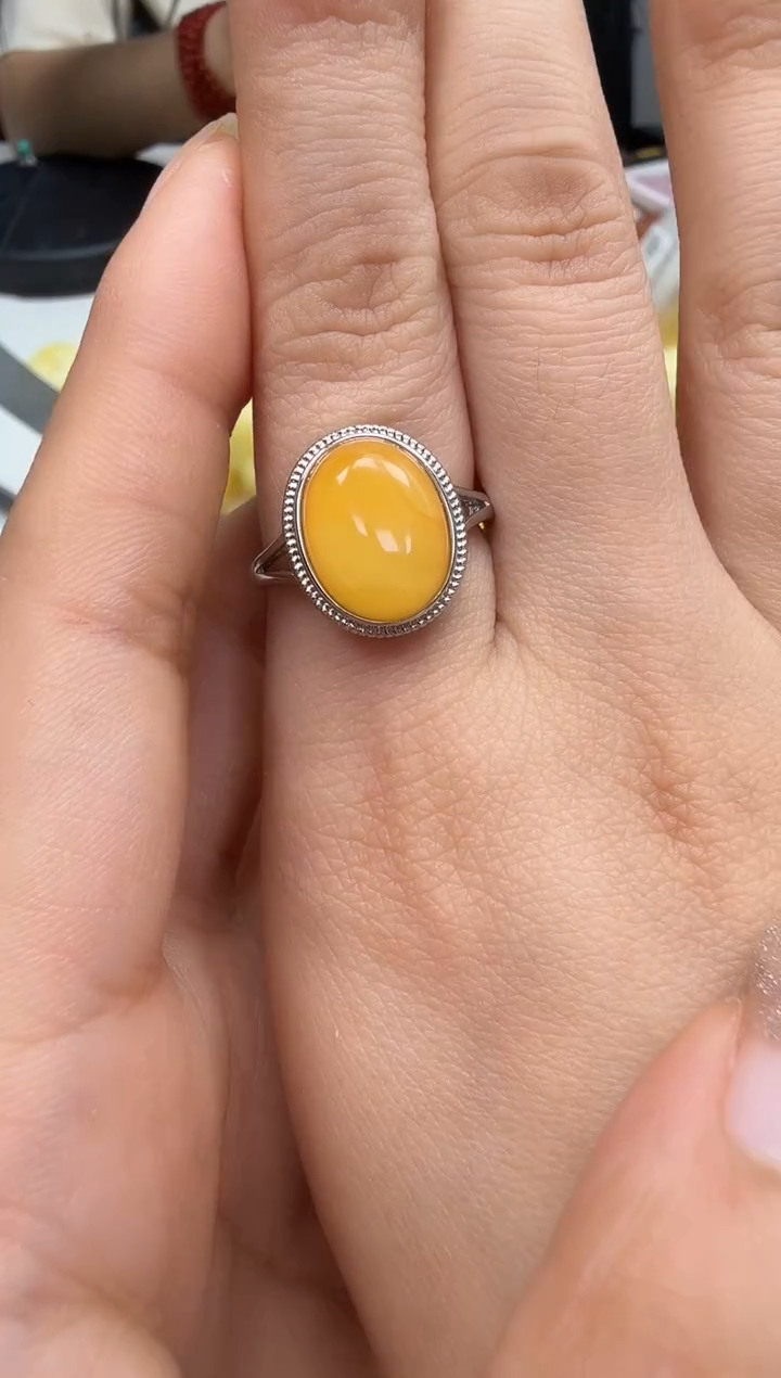 裸石琥珀银S925镶嵌如图