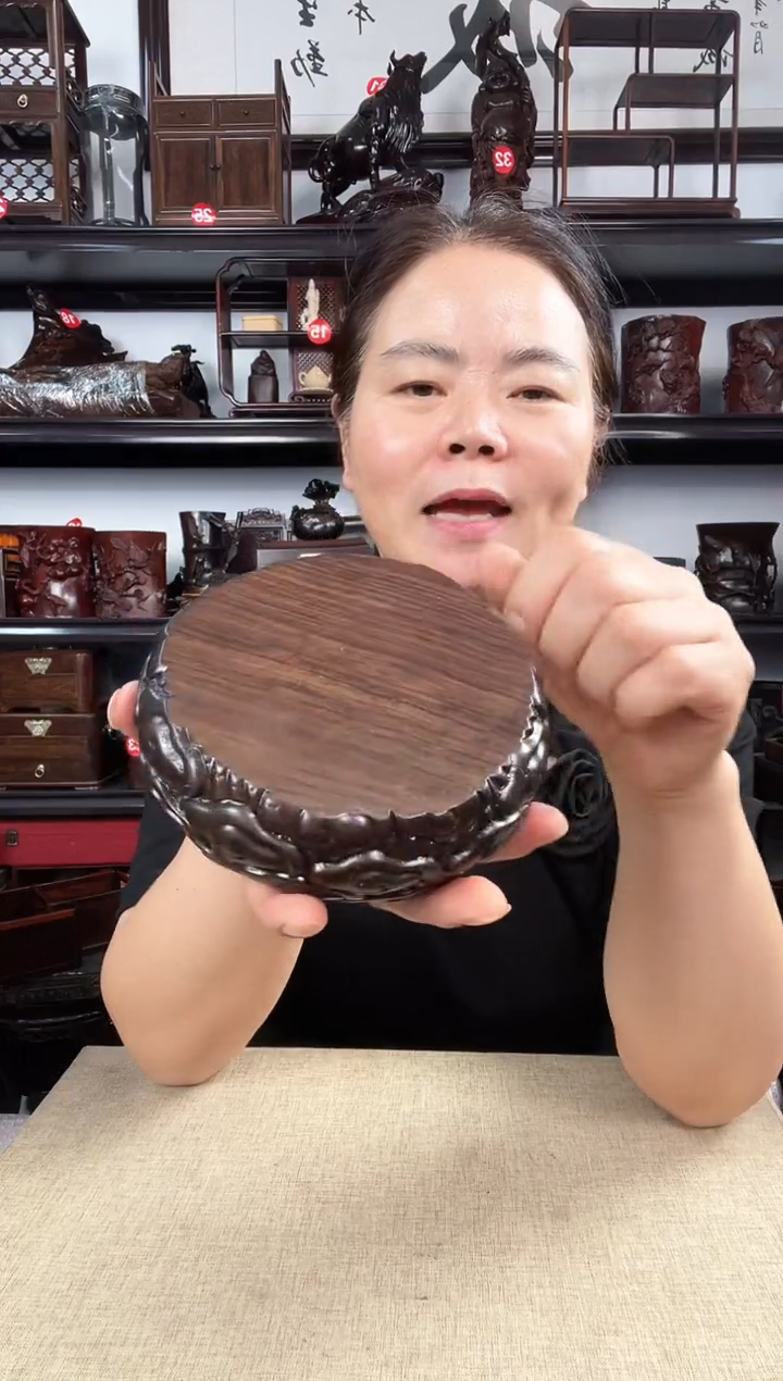 木大云纹圆老李红木工艺品