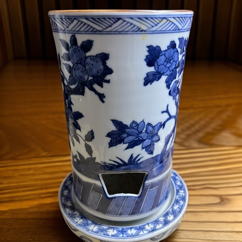 茶道具青花凉炉带款