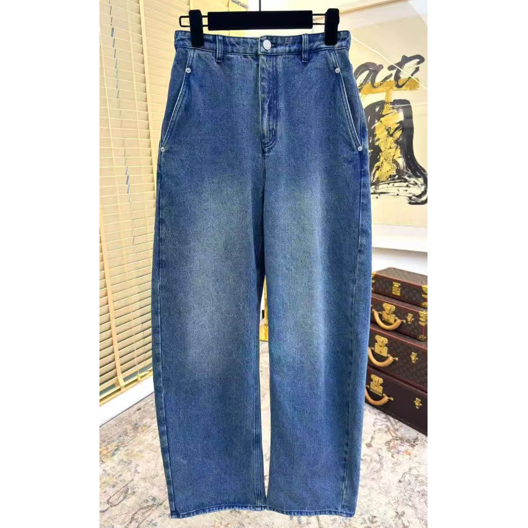 慕溢-063时尚蓝色阔形牛仔裤
