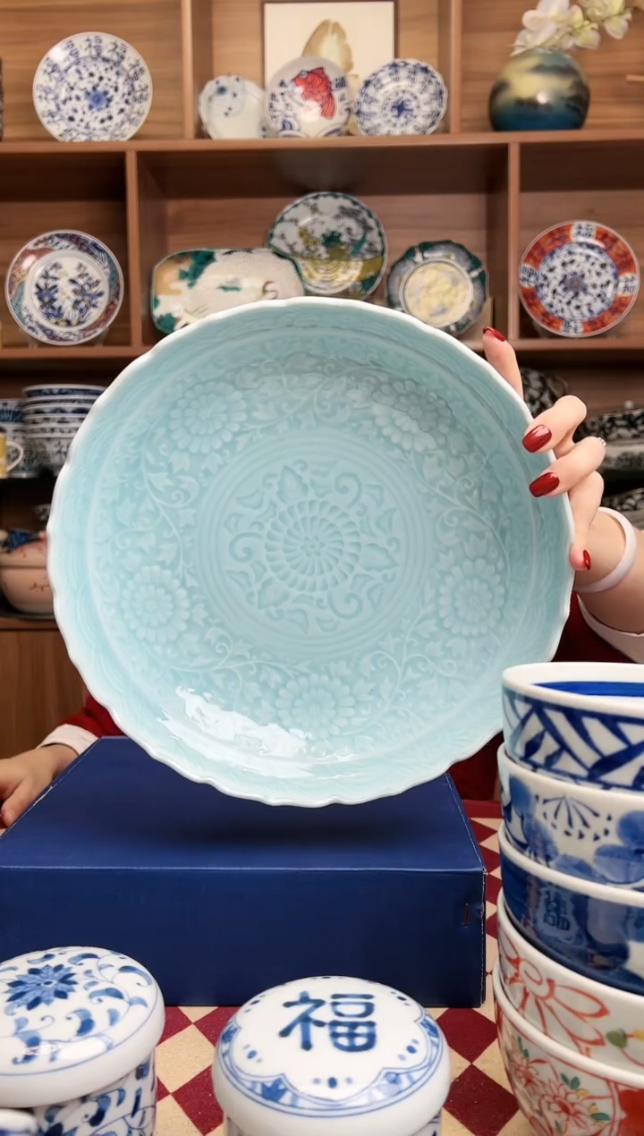 【闪购商品】瓷片青白瓷　26cm盛鉢