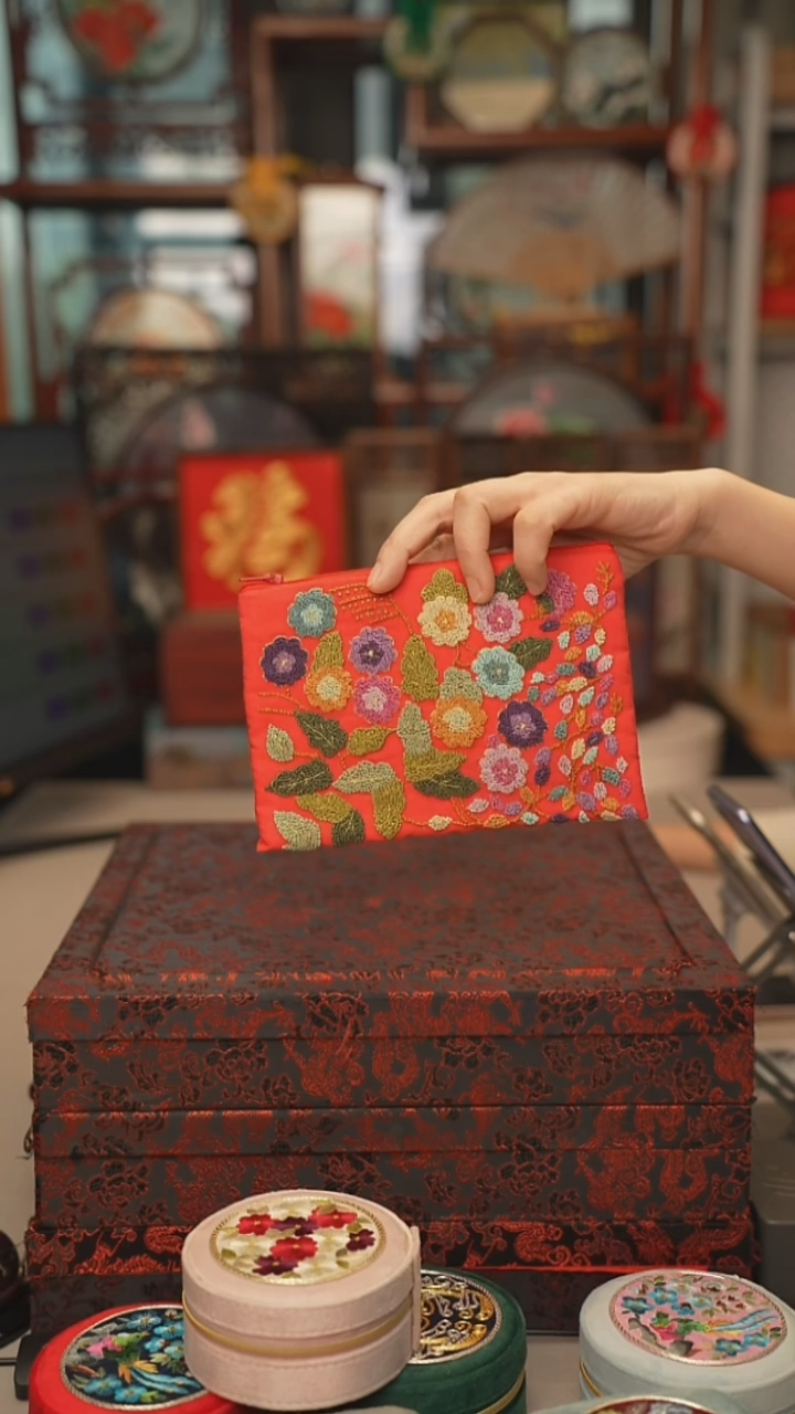 扇子包包 绣花双面非遗