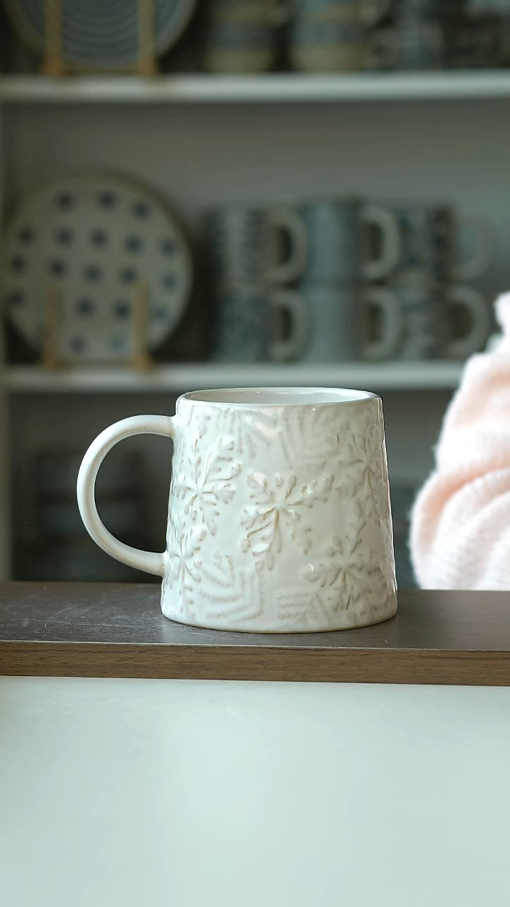 陶微瑕欧式浮雕雪花马克杯@4-2@