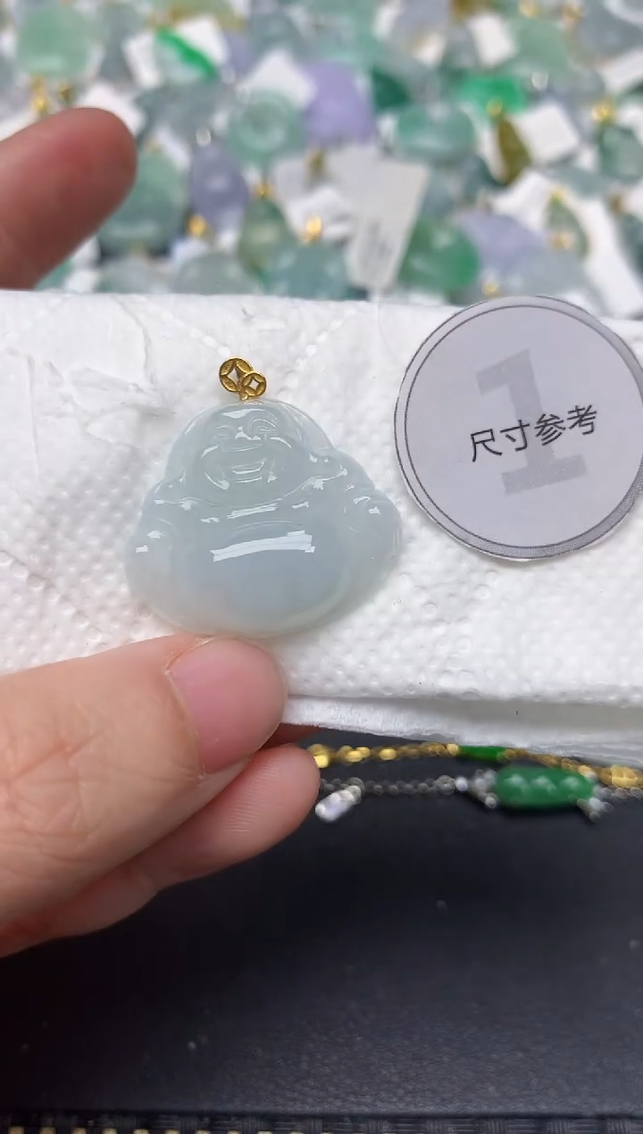 颈饰18K金镶嵌翡翠天然缅甸A货翡翠