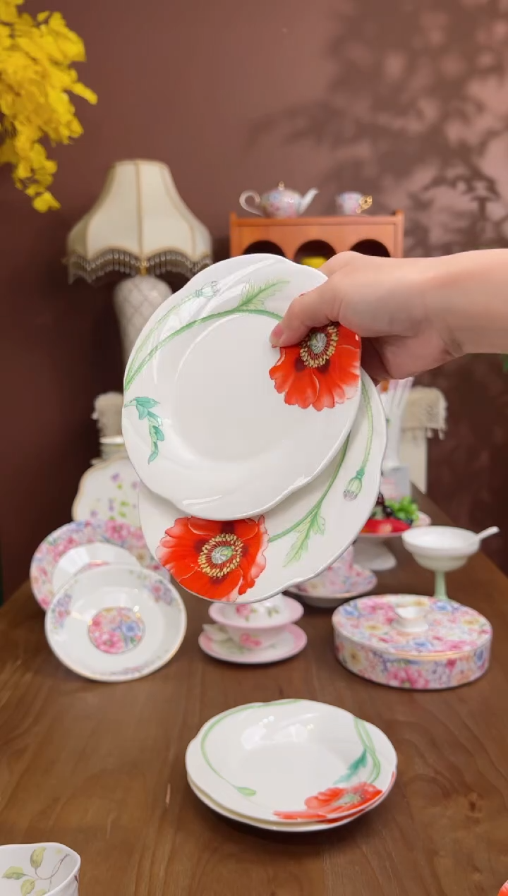 【闪购商品】瓦当虞美人6英寸点心盘2个