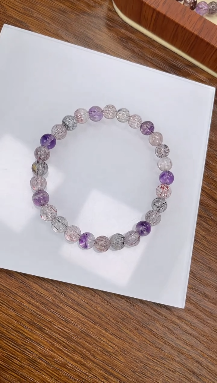 【闪购商品】水晶手链未镶嵌超七手串6mm+ 多样性发一