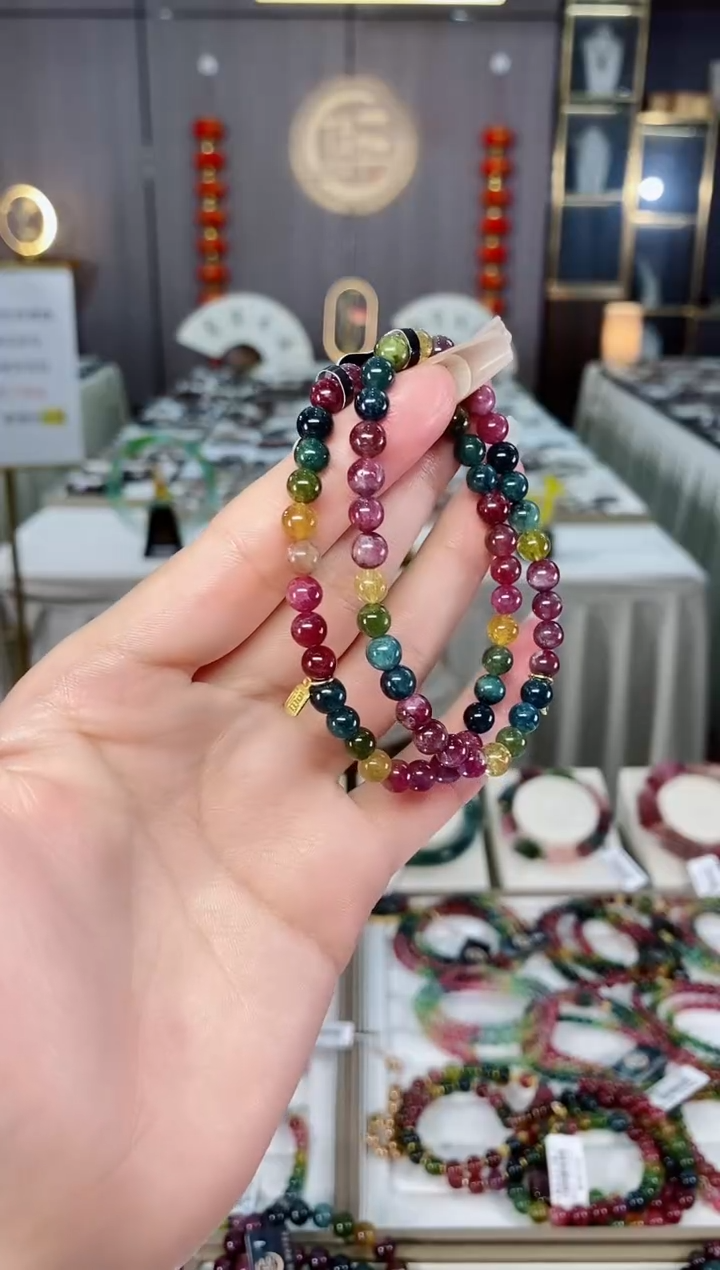 老矿碧玺单圈手串5mm+未镶嵌碧玺mz多样性发货一条