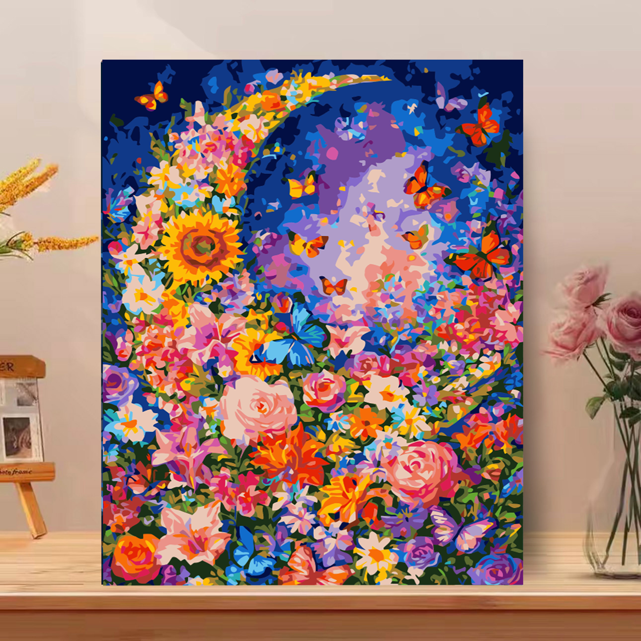 纯画布红色数字线条款Ⅲ真心数字油画diy油画填涂色手工艺术装饰画