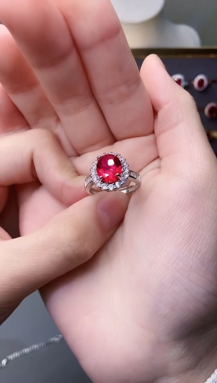 银S925镶嵌戒指红宝石27