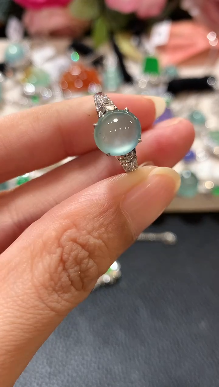 18K金镶嵌戒指翡翠m23   