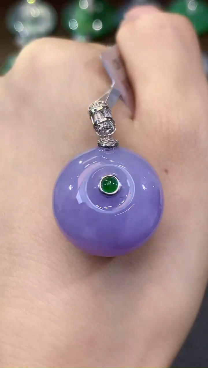 吊坠(不含链)18K金镶嵌翡翠A83