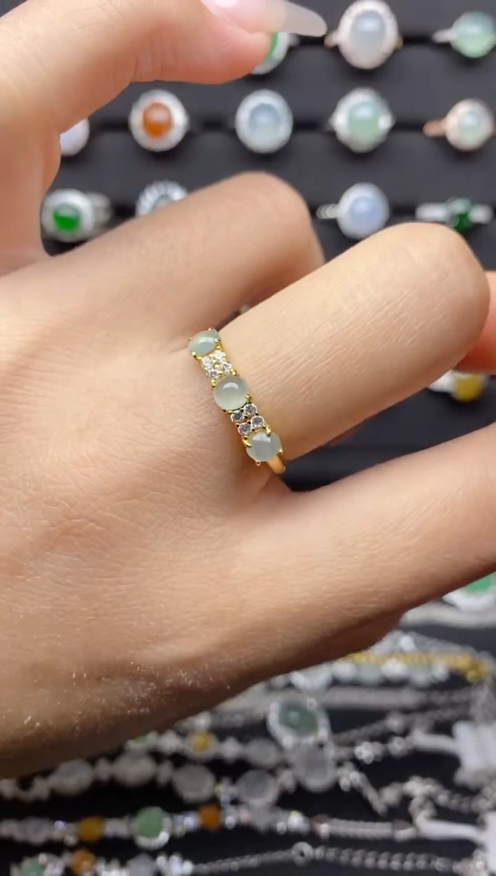 【闪购商品】翡翠戒指银S925镶嵌S925银镶嵌翡翠戒指