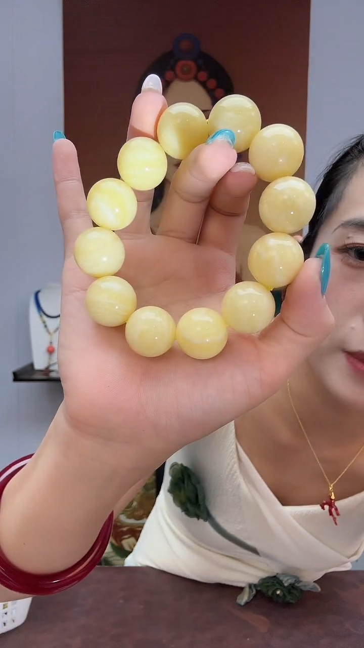 珐琅非金属珐琅非金属黄色润王 2.0mi圆珠手串