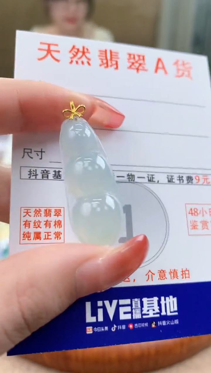 颈饰18K金镶嵌翡翠天然A货翡翠挂件