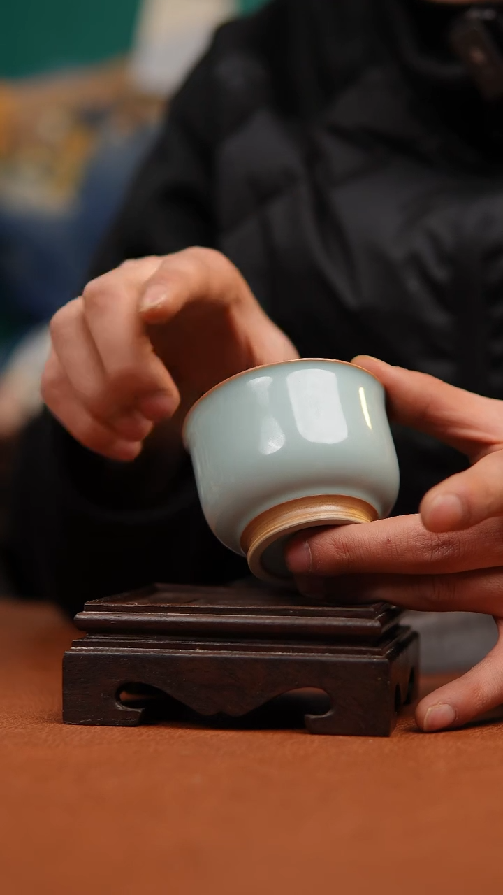 【闪购商品】瓷片原产地原矿天青问青杯