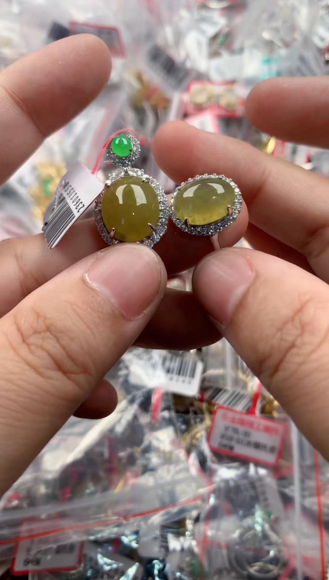 银S925镶嵌戒指翡翠999999   3