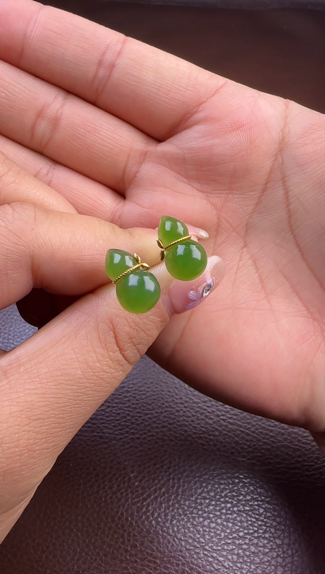 【闪购商品】和田玉挂件未镶嵌葫芦金镶耳钉