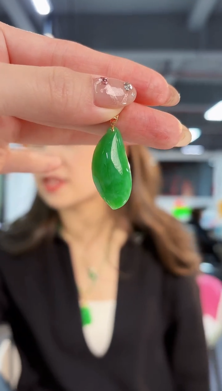 【闪购商品】翡翠颈饰18K金镶嵌缅料A货/支持复检/一件