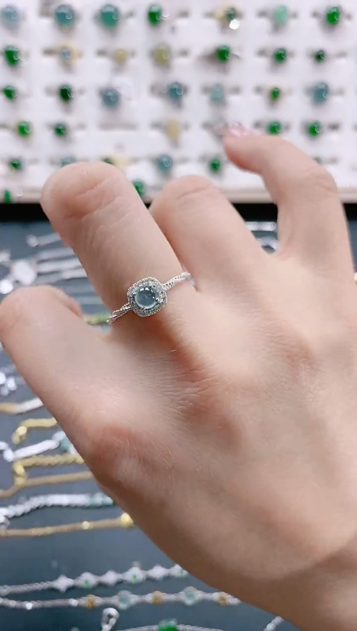 【闪购商品】翡翠戒指银S925镶嵌天然翡翠