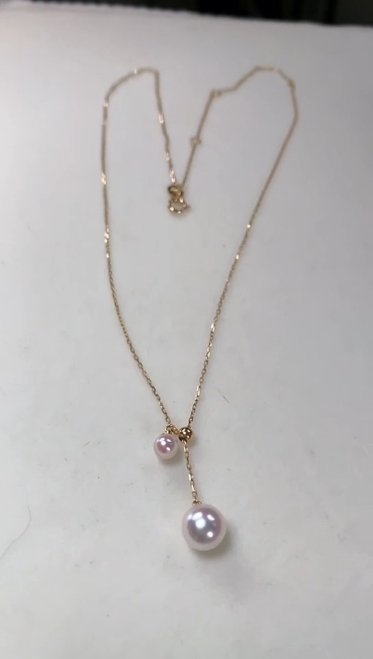 【闪购商品】海水珍珠项链18K金镶嵌双珠项链