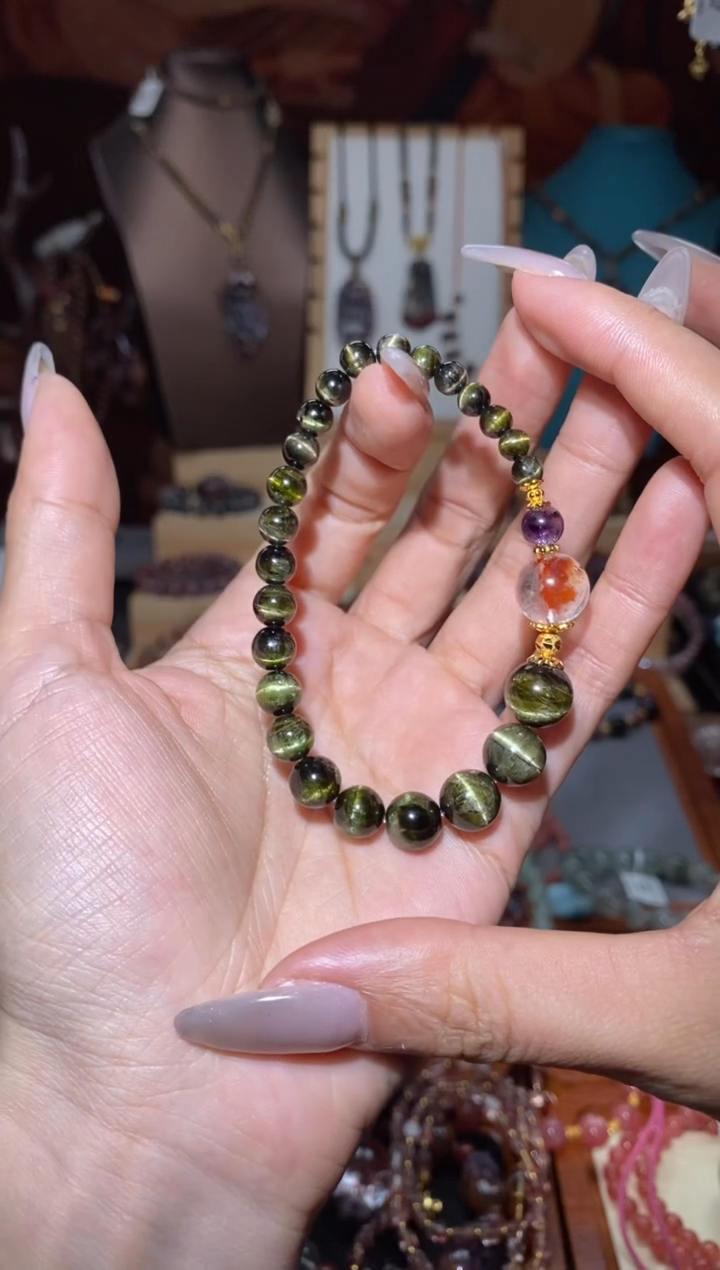 【闪购商品】碧玺DIY手串未镶嵌猫眼碧玺