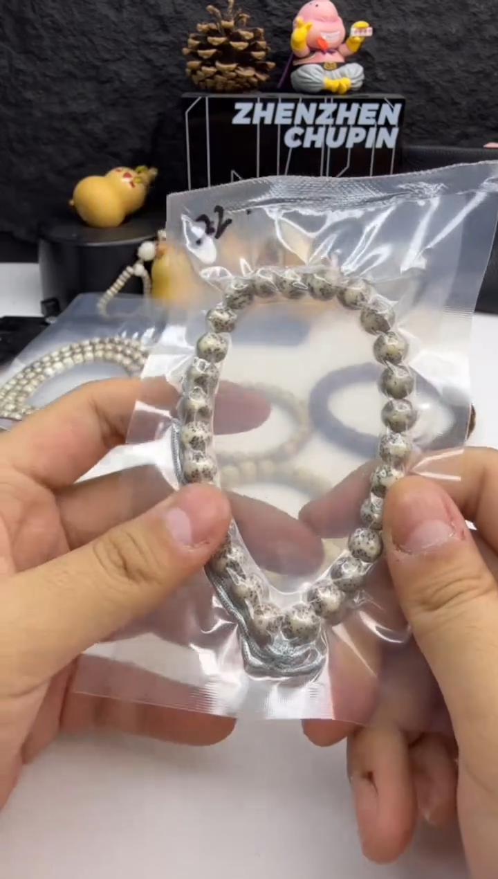 【闪购商品】星月菩提手串9圆骨瓷白正月留白手持-22