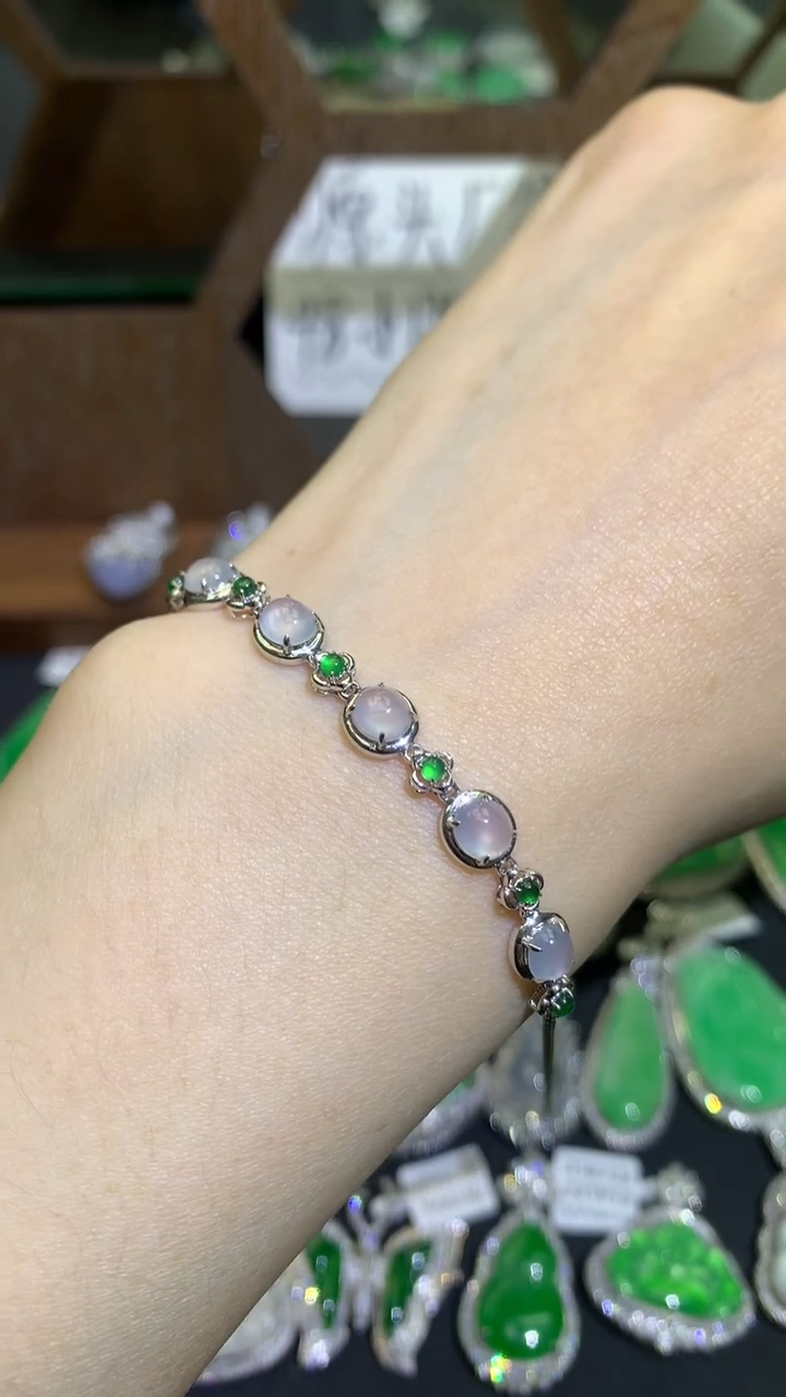 翡翠18K金镶嵌吊坠(不含链)手链