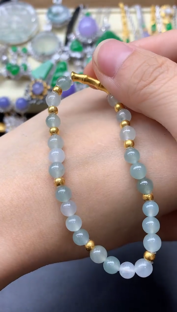 足金镶嵌手链翡翠420中国好珍宝