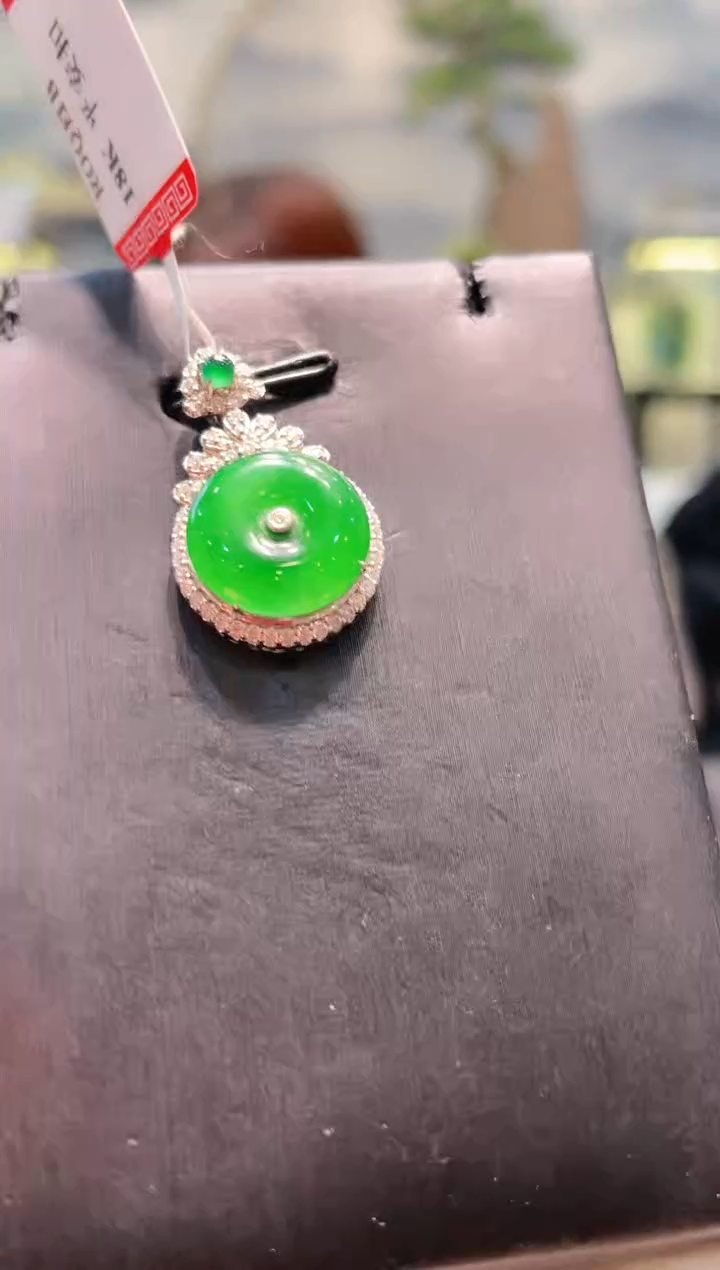 【闪购商品】翡翠颈饰18K金镶嵌A92天然A货翡翠