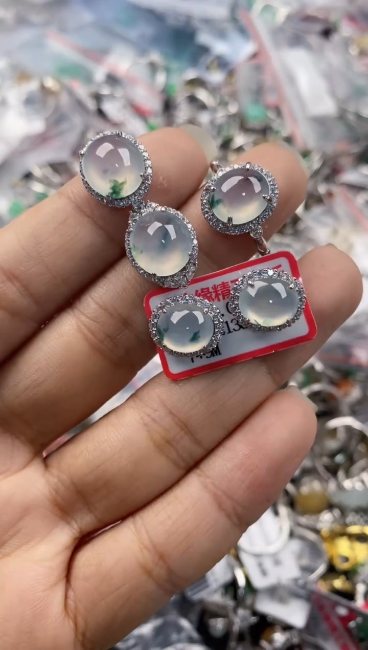 银S925镶嵌戒指翡翠555               3