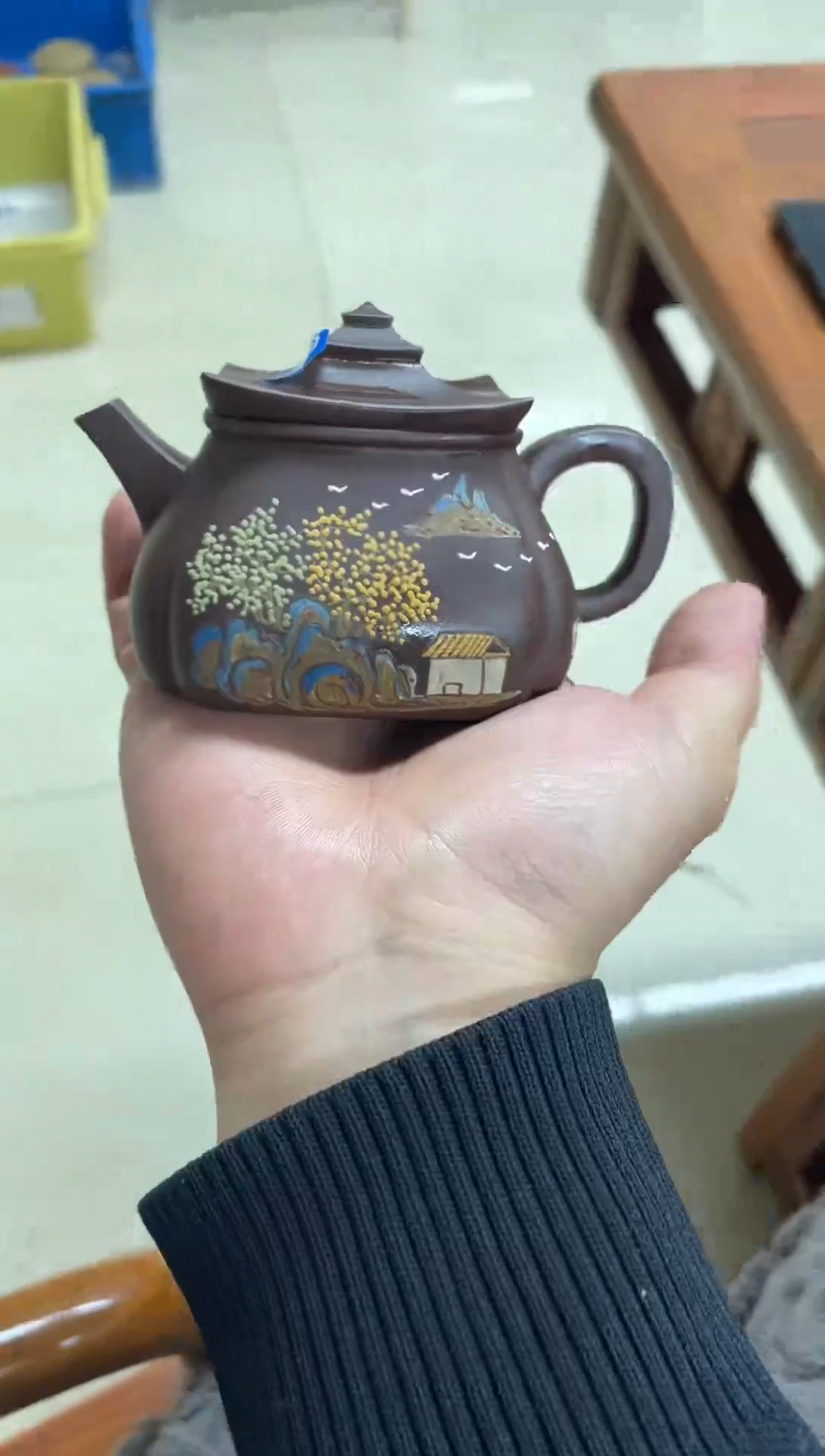 茶壶紫砂泥绘云亭